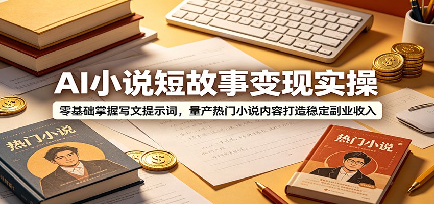 AI小说短故事变现实操：零基础掌握写文提示词，量产热门小说内容打造稳定副业收入-个创网云网创