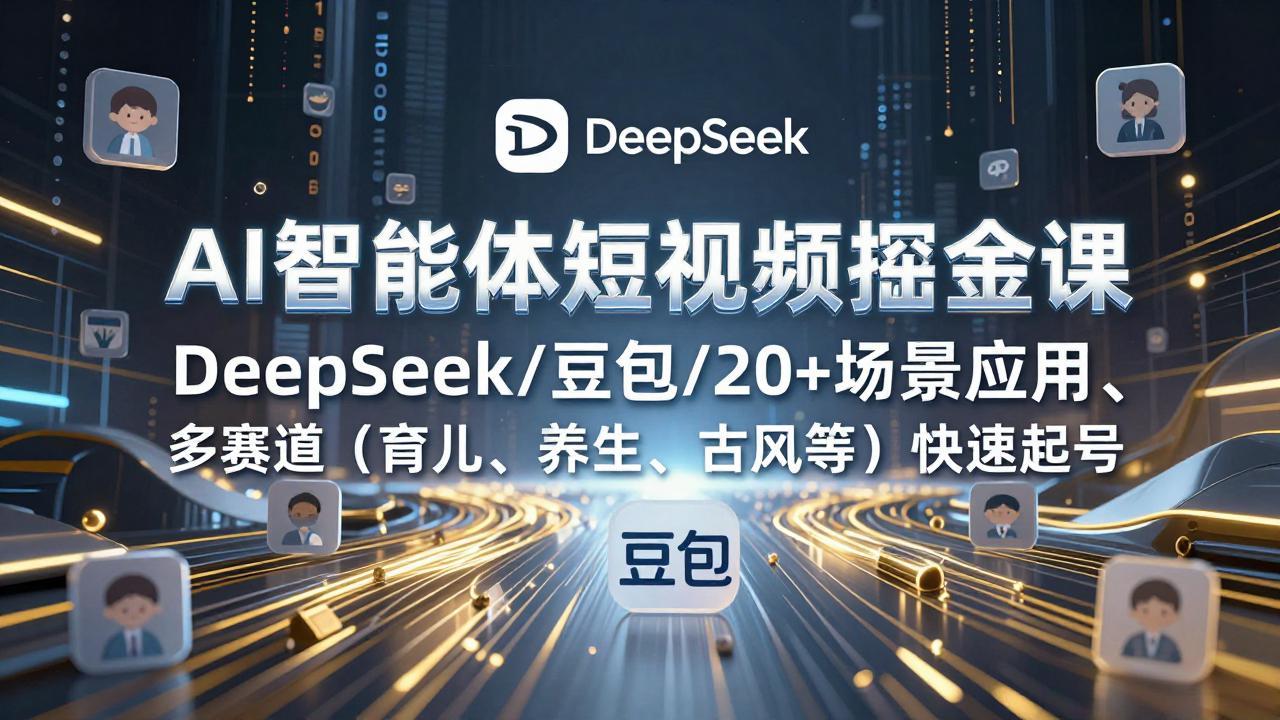 AI智能体短视频掘金课，DeepSeek/豆包/20+场景应用、多赛道(育儿、养生、古风等-小目标云网创
