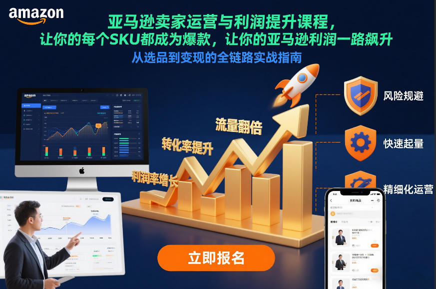 亚马逊卖家运营与利润提升课程，让你的每个SKU都成为爆款，让你的亚马逊利润一路飙升(更新26年3月)-璞创优选云网创