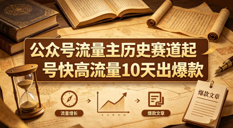 公众号流量主之历史赛道，起号快+高流量，10天就能出爆款！-极速搞钱指南
