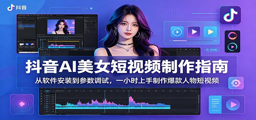 抖音AI美女短视频制作指南：从软件安装到参数调试，一小时上手制作爆款人物短视频-个创网云网创