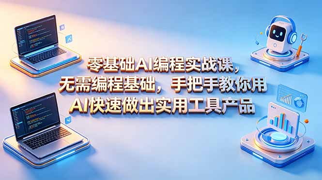 零基础AI编程实战课-更新，无需编程基础，手把手教你用AI快速做出实用工具产品-极客搞钱云网创