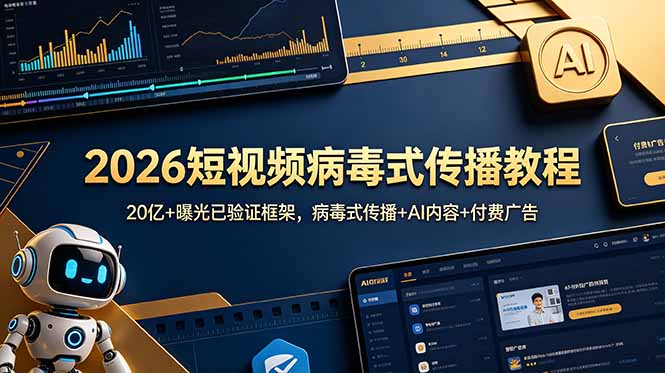 2026短视频病毒式传播教程:20亿+曝光已验证框架,病毒式传播+AI内容+付费广告-聚星云网创