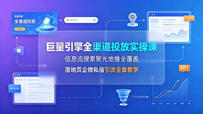 巨量引擎全渠道投放实操课，信息流搜索聚光地推全覆盖，落地页企微私信引流全套教学-小目标云网创