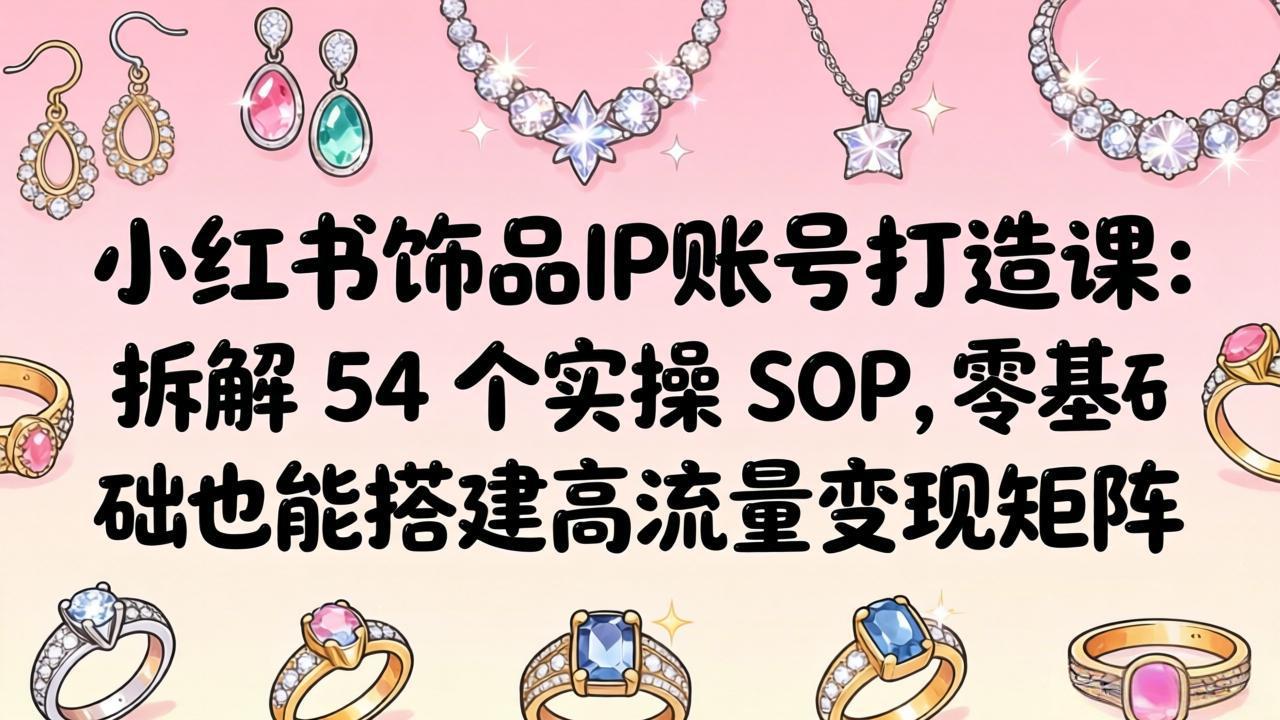 小红书饰品IP账号打造课：拆解 54 个实操 SOP，零基础也能搭建高流量变现矩阵-小目标云网创