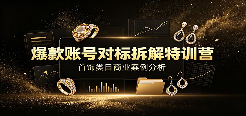 爆款账号对标拆解特训营：首饰类目商业案例分析，配套完整资料内容-小目标云网创