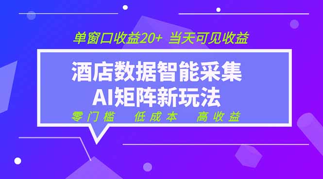 2026酒店数据采集ai智能矩阵新风口 低成本 高收益 当天见收益 单窗口20+-灵感工坊云网创