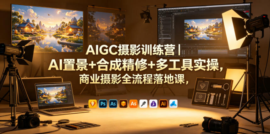 AIGC摄影训练营｜AI置景+合成精修+多工具实操，商业摄影全流程落地课-沐沐云网创