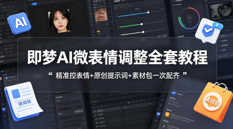 即梦AI微表情调整全套教程，精准控表情+原创提示词+素材包一次配齐-小目标云网创