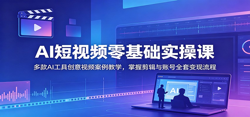 AI短视频零基础实操课：多款AI工具创意视频案例教学，掌握剪辑与账号全套变现流程-小目标云网创