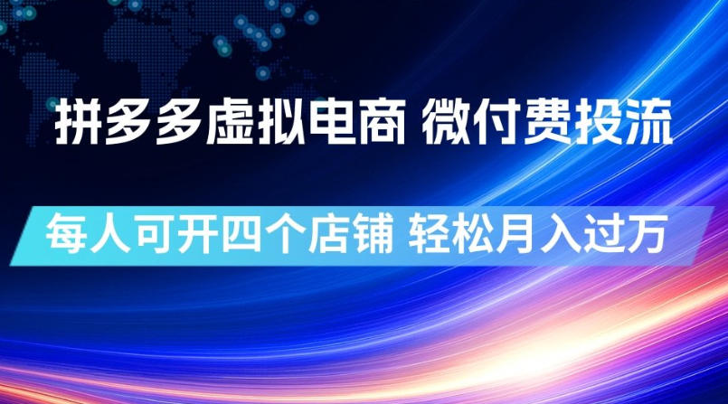 拼多多虚拟电商，微付费投流玩法，每人可开四个店，轻松月入过1W【揭秘】-小目标云网创