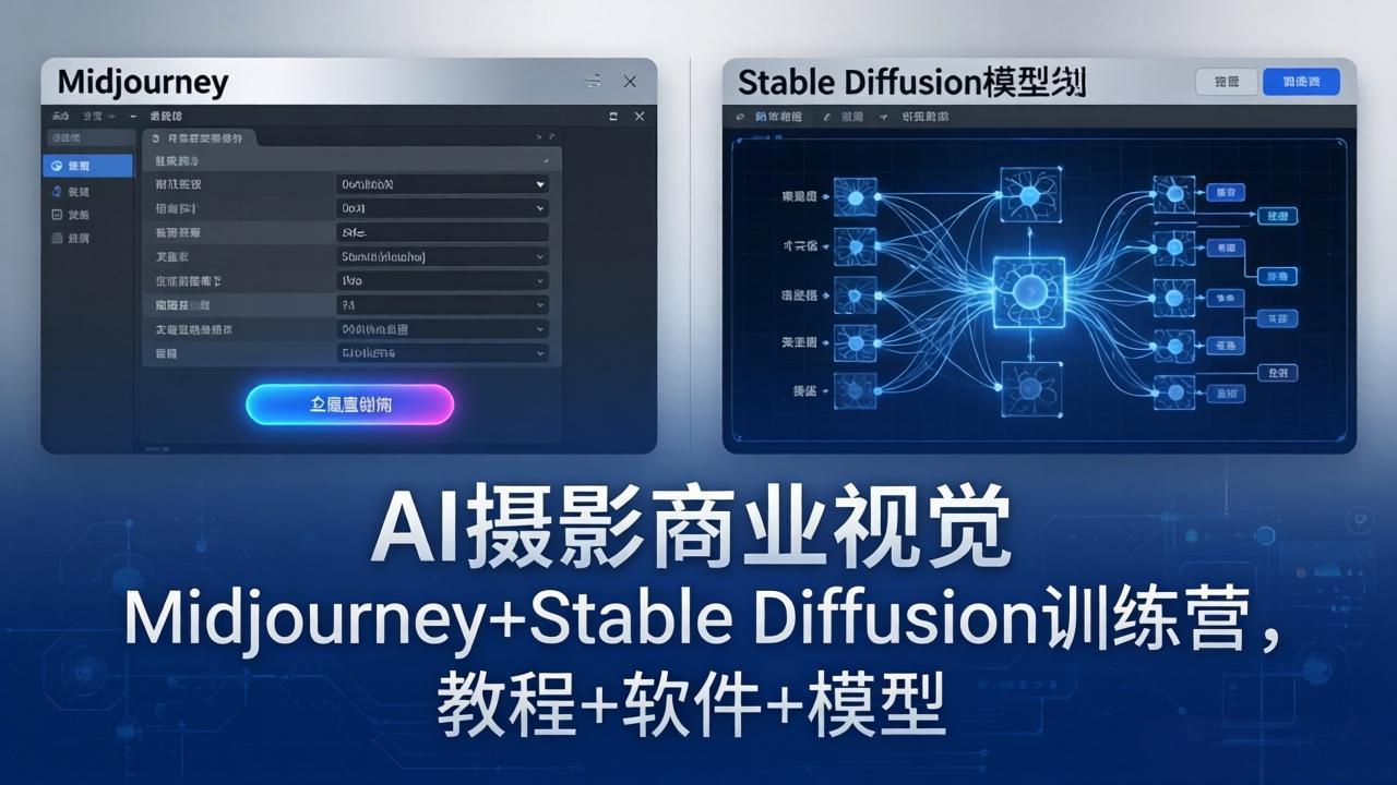 AI摄影商业视觉Midjourney+Stable Diffusion训练营，教程+软件+模型-小目标云网创