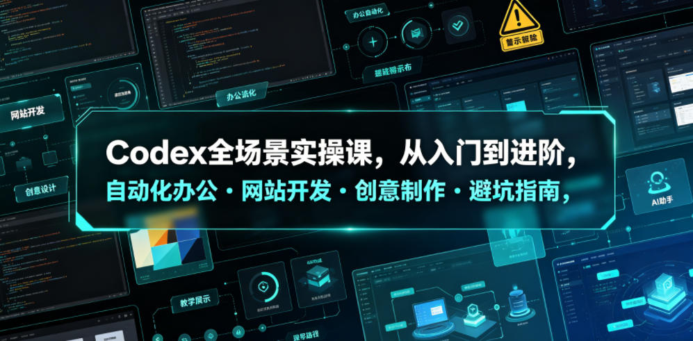 Codex全场景实操课,从入门到进阶,自动化办公・网站开发・创意制作・避坑指南,全流程教学-极速搞钱指南