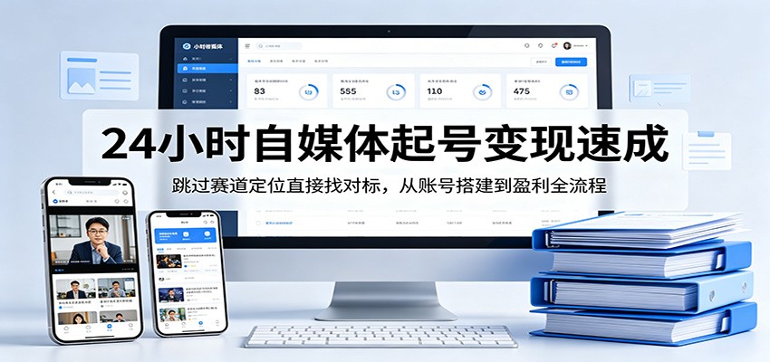 24小时自媒体起号变现速成，跳过赛道定位直接找对标，从账号搭建到盈利全流程-小目标云网创