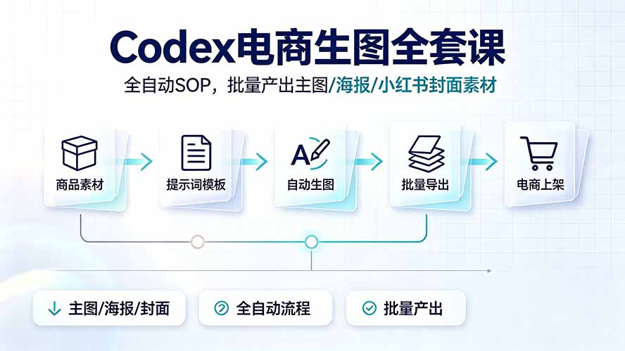 Codex电商生图全套课｜全自动SOP，批量产出主图/海报/小红书封面素材-小目标云网创