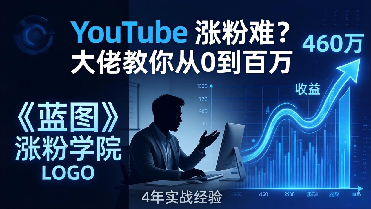 YouTube 涨粉难？《蓝图涨粉学院》：4 年赚 460 万的大佬教策略，从0到百万有路径！-小目标云网创