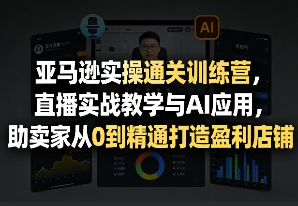 亚马逊实操通关训练营，直播实战教学与AI应用，助卖家从0到精通打造盈利店铺(更新4月17日)-小目标云网创