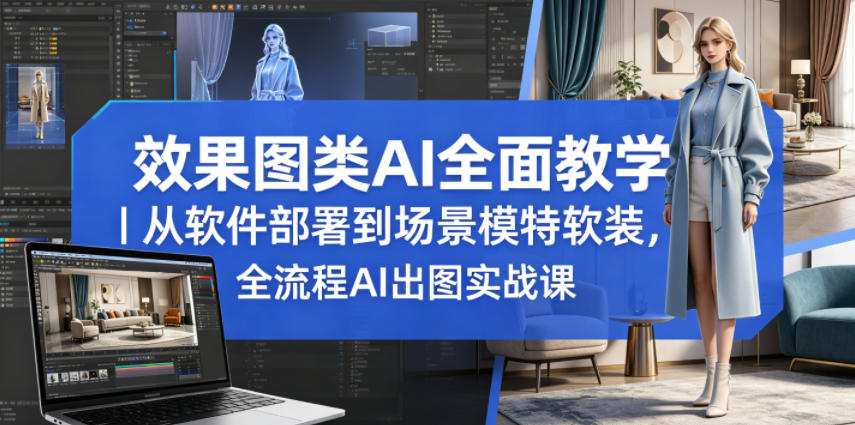 效果图类AI全面教学｜从软件部署到场景模特软装，全流程AI出图实战课-A7徐多钱网创