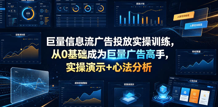 巨量信息流广告投放实操训练，从0基础成为巨量广告高手，实操演示+心法分析-小目标云网创