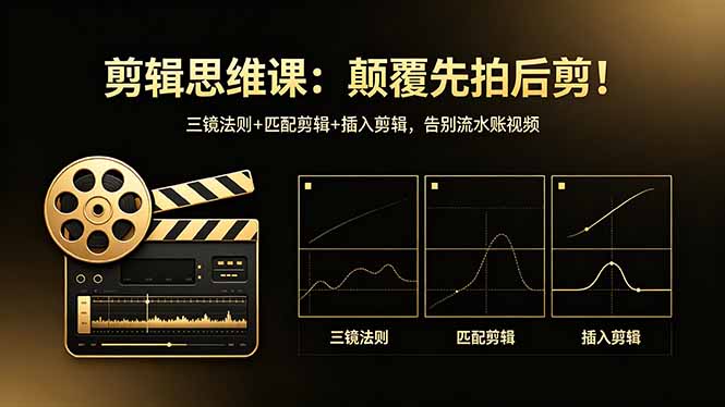 剪辑思维课：颠覆先拍后剪！三镜法则+匹配剪辑+插入剪辑，告别流水账视频-灵感工坊云网创
