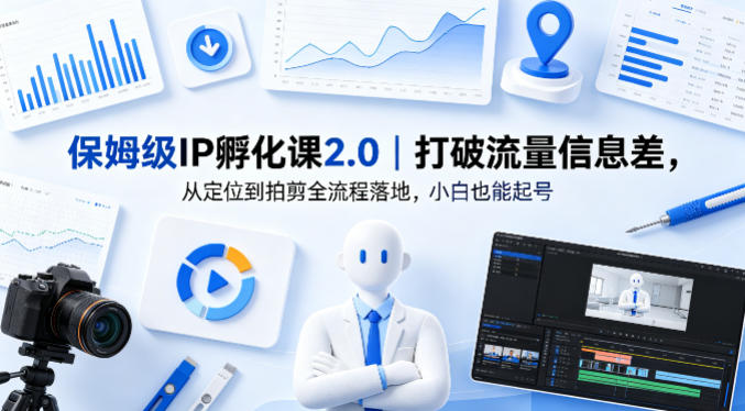 保姆级IP孵化课2.0｜打破流量信息差，从定位到拍剪全流程落地，小白也能起号-个创网云网创