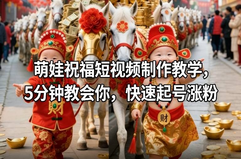 萌娃祝福短视频制作教学，5分钟教会你，快速起号涨粉-小目标云网创
