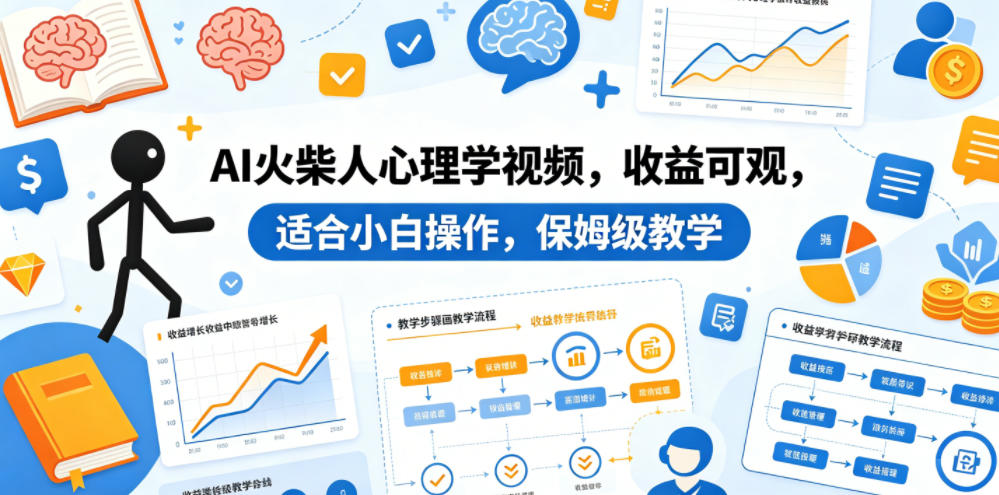 AI火柴人心理学视频，收益可观，适合小白操作，保姆级教学-启微空间