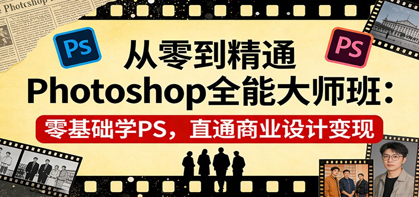 从零到精通Photoshop全能大师班:零基础学PS,直通商业设计变现-小目标云网创