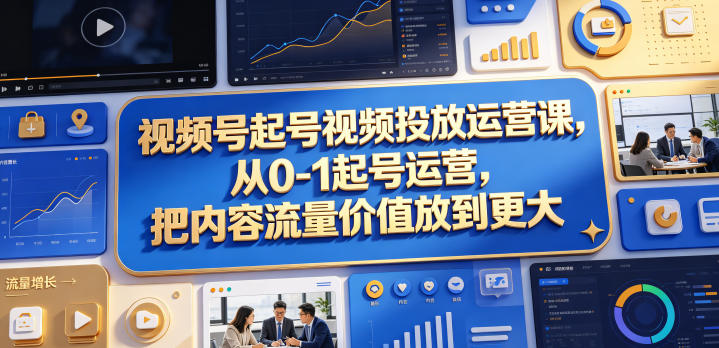 视频号起号视频投放运营课，从0-1起号运营，把内容流量价值放到更大-启微空间