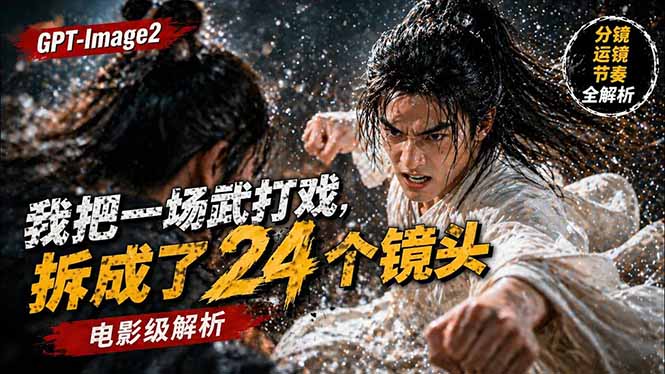 用GPT-Image2，把一段武打对决拆成24个连续镜头，从人物建立、动作衔接、运镜节奏，到情绪爆发-小目标云网创