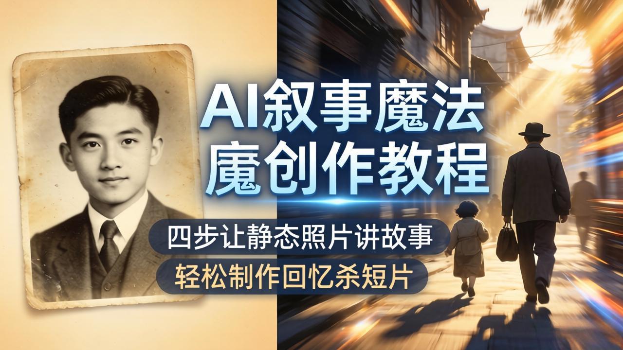 AI叙事魔法创作教程，四步让静态照片讲故事，老照片修复加动态特效，轻松制作回忆杀短片-小目标云网创