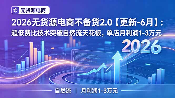 2026无货源电商不备货2.0【更新-6月】:超低费比技术突破自然流天花板,单店月利润1-3万元-小目标云网创