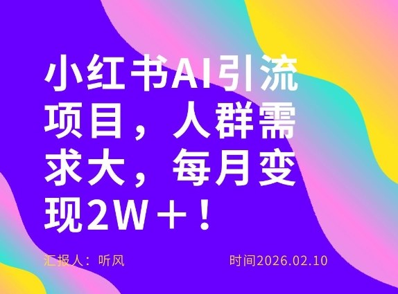 她通过这个AI项目每月做到2W＋的收入，最新小红书AI项目，人群需求大！-小目标云网创