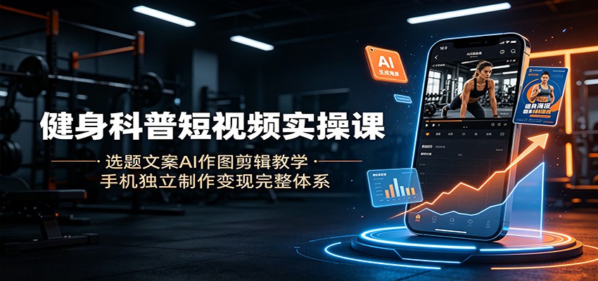 健身科普短视频实操课：选题文案AI作图剪辑教学，手机独立制作变现完整体系-小目标云网创