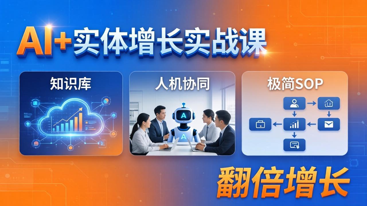 AI+实体增长实战课：知识库+人机协同+极简SOP，助力实体业务翻倍增长-网创联盟云网创