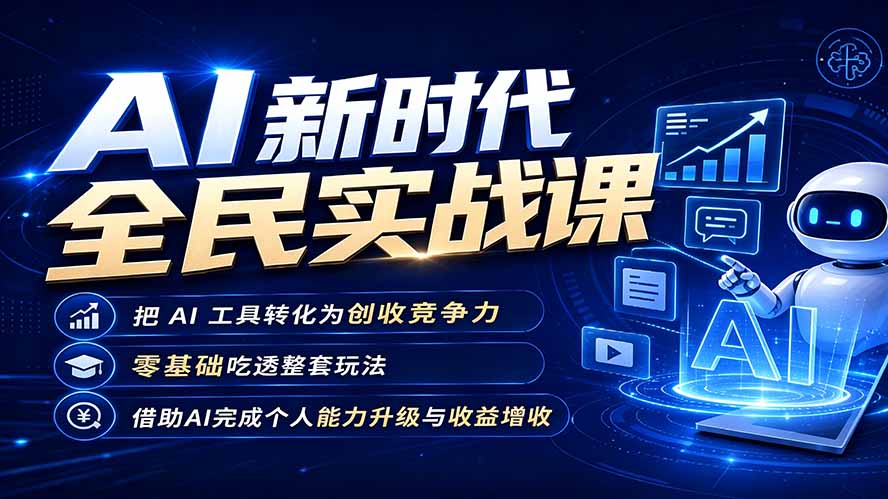 AI新时代全民实战课，把 AI 工具转化为创收竞争力，零基础吃透整套玩法，借助AI完成个人能力升级与收益增收。-小目标云网创