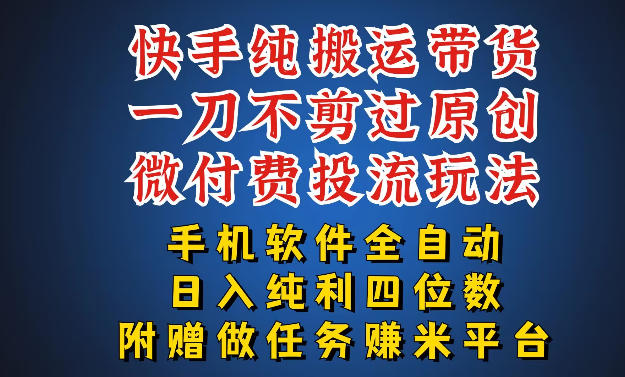 最新黑科技快手搬运带货方法，手机就能操作，轻松带你日入四位数【揭秘】-小目标云网创