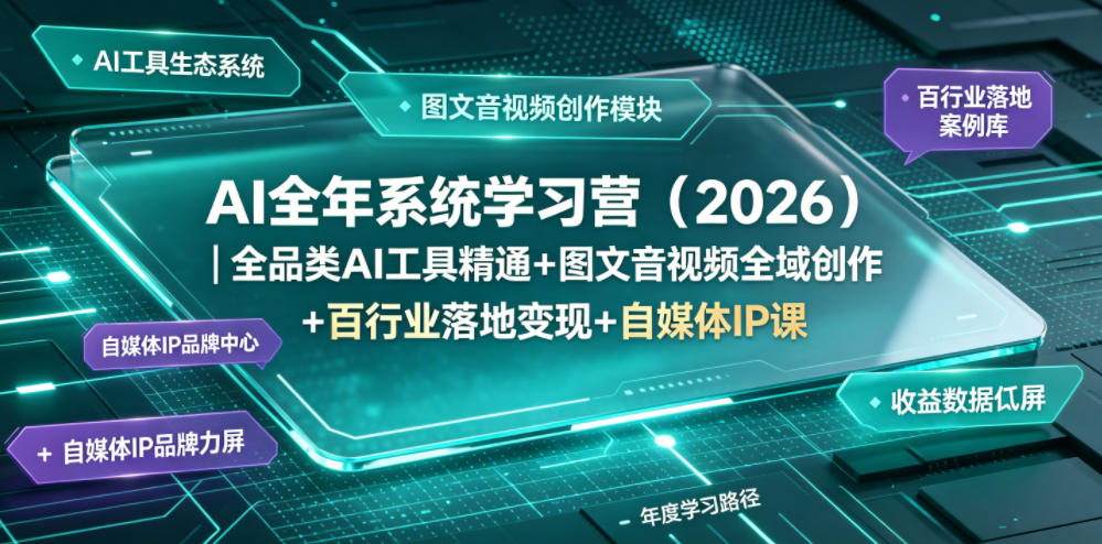 AI全年系统学习营(2026)｜全品类AI工具精通+图文音视频全域创作+百行业落地变现+自媒体IP打造年度进阶大课-小目标云网创