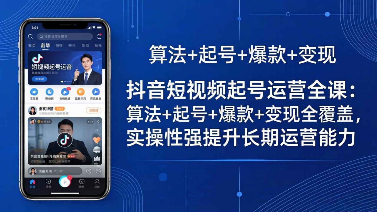 抖音短视频起号运营全课：算法+起号+爆款+变现全覆盖，实操性强提升长期运营能力-小目标云网创