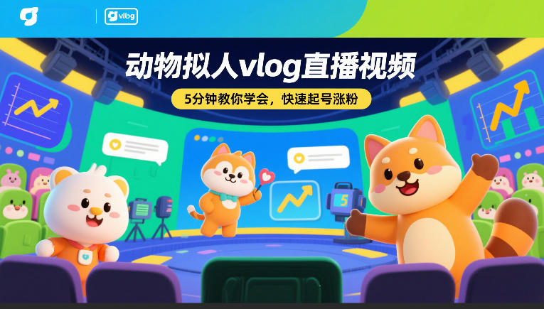 动物拟人vlog直播视频，5分钟教你学会，快速起号涨粉-小目标云网创
