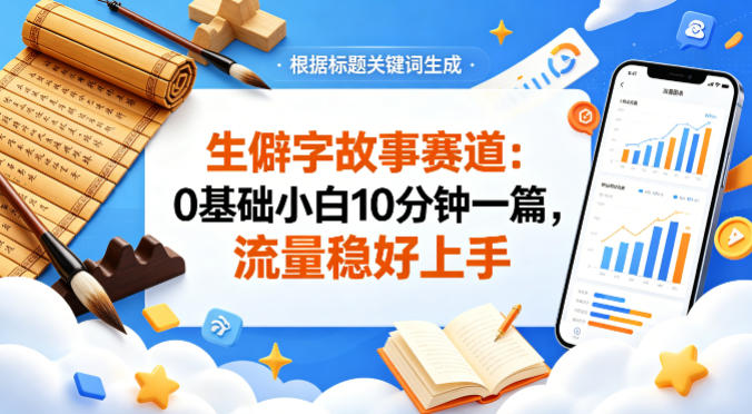 公众号流量主——生僻字故事赛道，流量稳，好上手，0基础小白也能10分钟一篇-小目标云网创