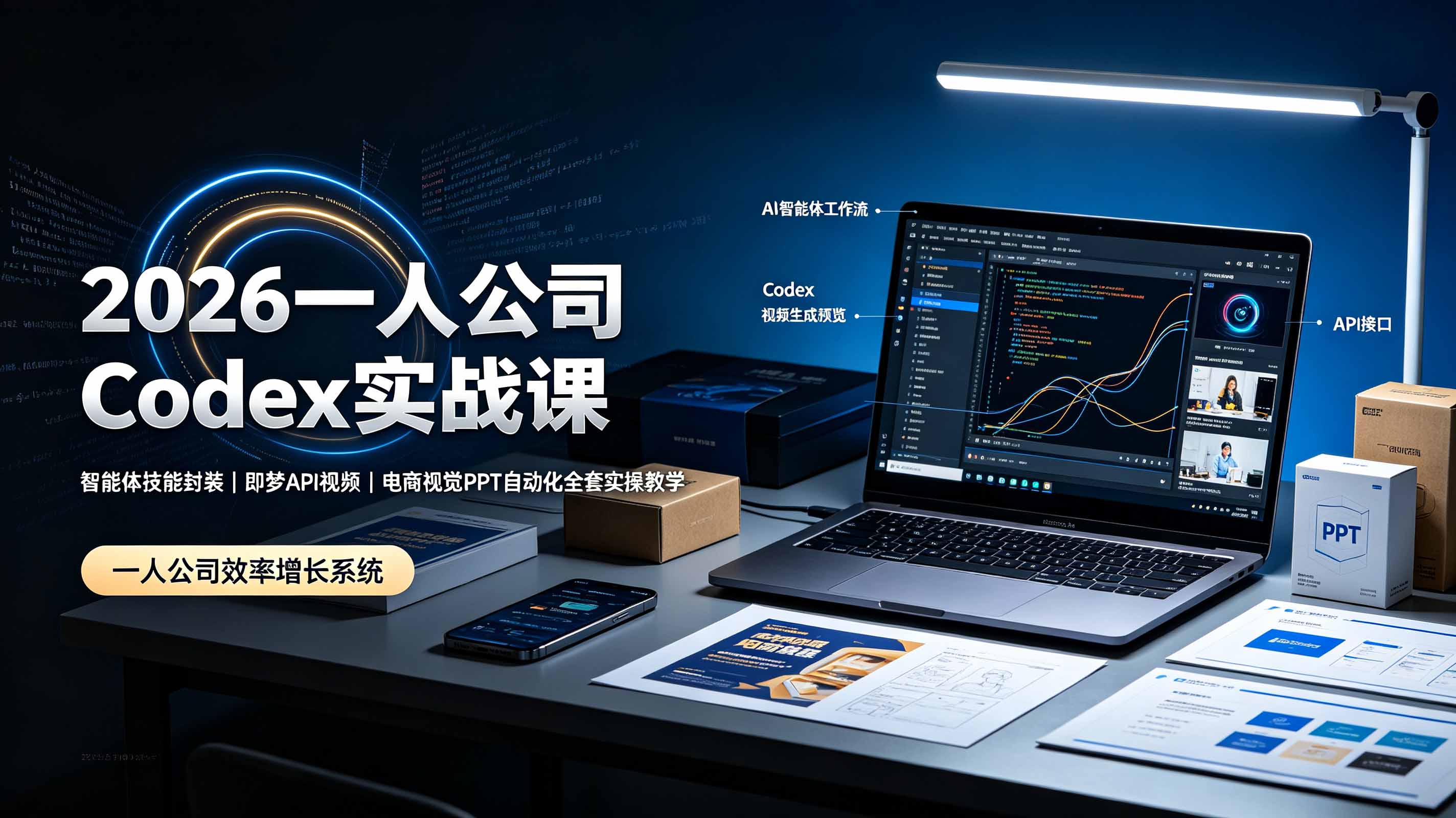2026一人公司Codex实战课◆智能体技能封装｜即梦API视频｜电商视觉PPT自动化全套实操教学-小目标云网创