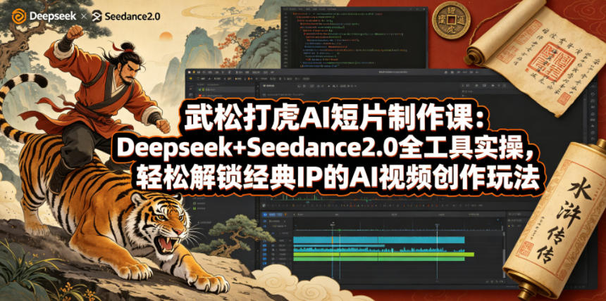 武松打虎AI短片制作课：Deepseek+Seedance2.0全工具实操，轻松解锁经典IP的AI视频创作玩法-极速搞钱指南