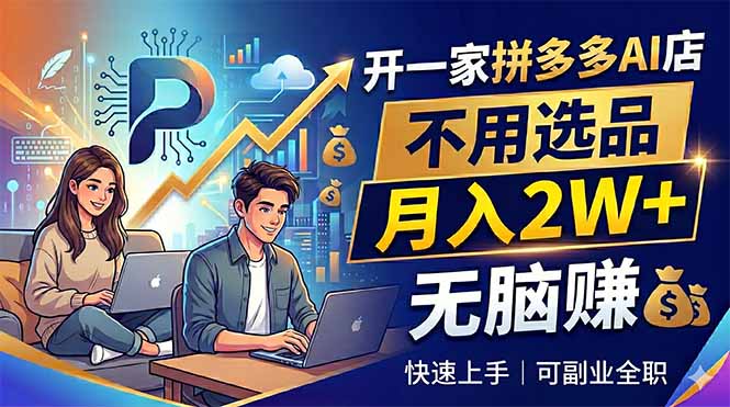 开一家拼多多AI店，不用选品，月入2W+，无脑赚，可副业全职-创富资源库云网创