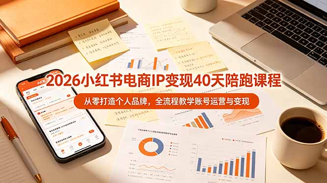2026小红书电商IP变现40天陪跑课程-11期，从零打造个人品牌，全流程教学账号运营与变现-极速搞钱云网创