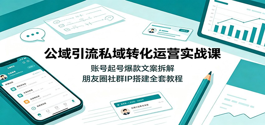 公域引流私域转化运营实战课:账号起号爆款文案拆解,朋友圈社群IP搭建全套教程-灵感工坊云网创