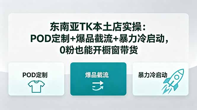 东南亚TK本土店实操：POD定制+爆品截流+暴力冷启动，0粉也能开橱窗带货-小目标云网创