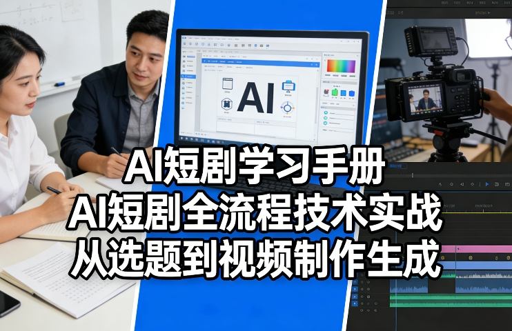 AI短剧学习手册，AI短剧全流程技术实战，从选题到视频制作生成-璞创优选云网创