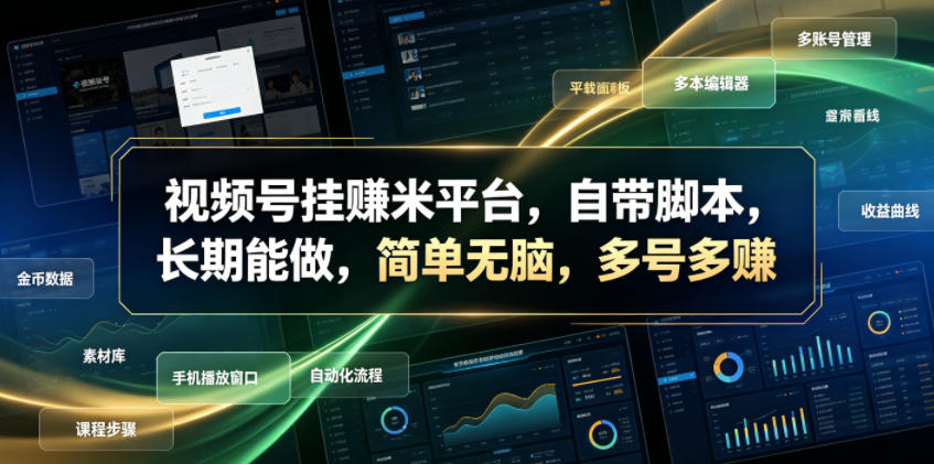 视频号挂賺米平台,自带脚本,长期能做,简单无脑,多号多賺【揭秘】-黑猫科技云网创