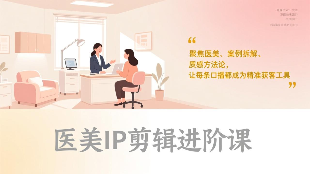 医美IP剪辑进阶课，聚焦医美、案例拆解、质感方法论，让每条口播都成为精准获客工具-小目标云网创